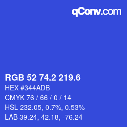 カラーコード: RGB 52 74.2 219.6 | qconv.com