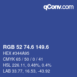 カラーコード: RGB 52 74.6 149.6 | qconv.com