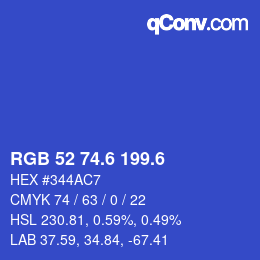 カラーコード: RGB 52 74.6 199.6 | qconv.com