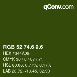 カラーコード: RGB 52 74.6 9.6 | qconv.com