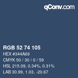 Color code: RGB 52 74 105 | qconv.com