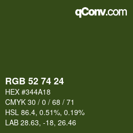 カラーコード: RGB 52 74 24 | qconv.com