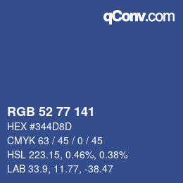 カラーコード: RGB 52 77 141 | qconv.com