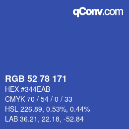Color code: RGB 52 78 171 | qconv.com