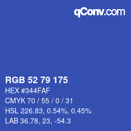 Code couleur: RGB 52 79 175 | qconv.com