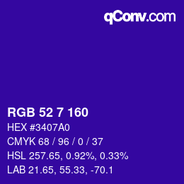 カラーコード: RGB 52 7 160 | qconv.com