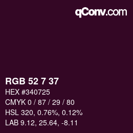 カラーコード: RGB 52 7 37 | qconv.com