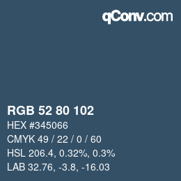 Color code: RGB 52 80 102 | qconv.com