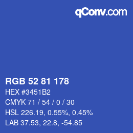 颜色代码: RGB 52 81 178 | qconv.com