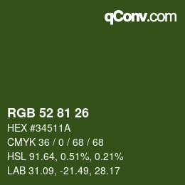 Farbcode: RGB 52 81 26 | qconv.com
