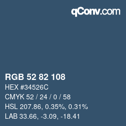 カラーコード: RGB 52 82 108 | qconv.com