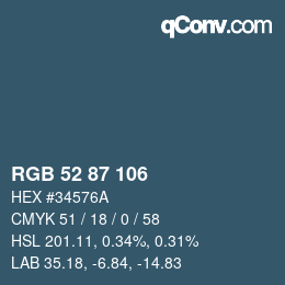 Farbcode: RGB 52 87 106 | qconv.com