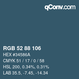 Color code: RGB 52 88 106 | qconv.com