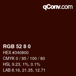 Color code: RGB 52 8 0 | qconv.com