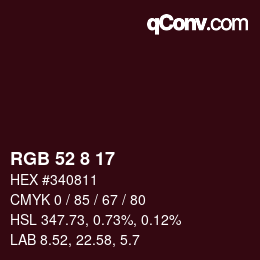 Color code: RGB 52 8 17 | qconv.com