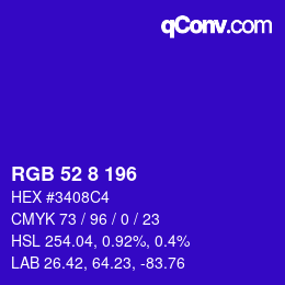 颜色代码: RGB 52 8 196 | qconv.com