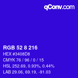 Color code: RGB 52 8 216 | qconv.com