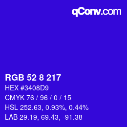 Color code: RGB 52 8 217 | qconv.com