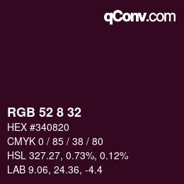 カラーコード: RGB 52 8 32 | qconv.com