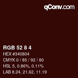 カラーコード: RGB 52 8 4 | qconv.com