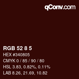 Color code: RGB 52 8 5 | qconv.com