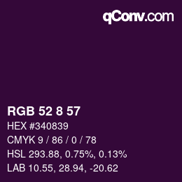 カラーコード: RGB 52 8 57 | qconv.com