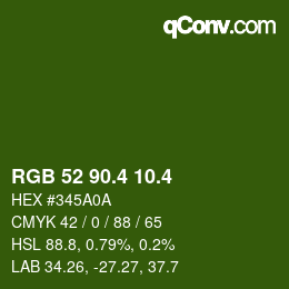 カラーコード: RGB 52 90.4 10.4 | qconv.com