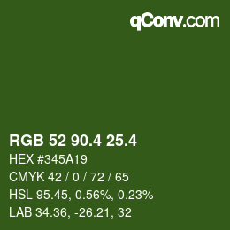 カラーコード: RGB 52 90.4 25.4 | qconv.com