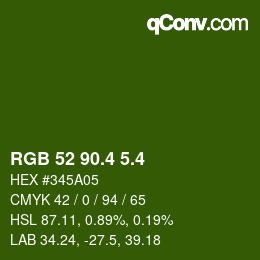 カラーコード: RGB 52 90.4 5.4 | qconv.com