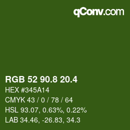 カラーコード: RGB 52 90.8 20.4 | qconv.com
