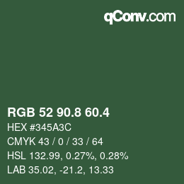 カラーコード: RGB 52 90.8 60.4 | qconv.com