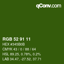 Farbcode: RGB 52 91 11 | qconv.com