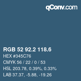 カラーコード: RGB 52 92.2 118.6 | qconv.com