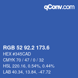 カラーコード: RGB 52 92.2 173.6 | qconv.com