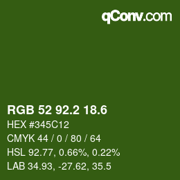 カラーコード: RGB 52 92.2 18.6 | qconv.com