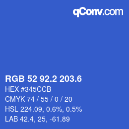 カラーコード: RGB 52 92.2 203.6 | qconv.com