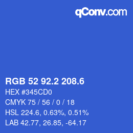 カラーコード: RGB 52 92.2 208.6 | qconv.com