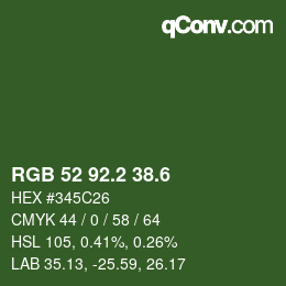 カラーコード: RGB 52 92.2 38.6 | qconv.com