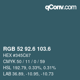 カラーコード: RGB 52 92.6 103.6 | qconv.com