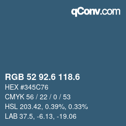 カラーコード: RGB 52 92.6 118.6 | qconv.com