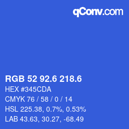 カラーコード: RGB 52 92.6 218.6 | qconv.com