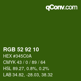 颜色代码: RGB 52 92 10 | qconv.com