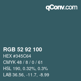 カラーコード: RGB 52 92 100 | qconv.com