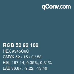 カラーコード: RGB 52 92 108 | qconv.com