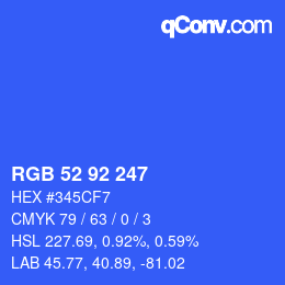 カラーコード: RGB 52 92 247 | qconv.com