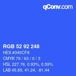 カラーコード: RGB 52 92 248 | qconv.com