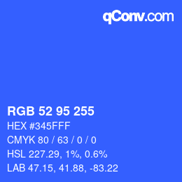 Color code: RGB 52 95 255 | qconv.com