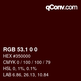 Color code: RGB 53.1 0 0 | qconv.com