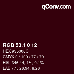 カラーコード: RGB 53.1 0 12 | qconv.com