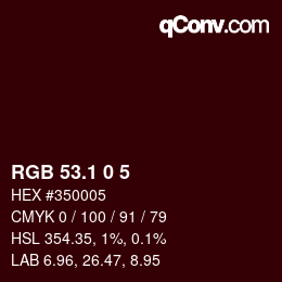 Color code: RGB 53.1 0 5 | qconv.com